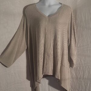 Dg2 Beige and White Striped Top